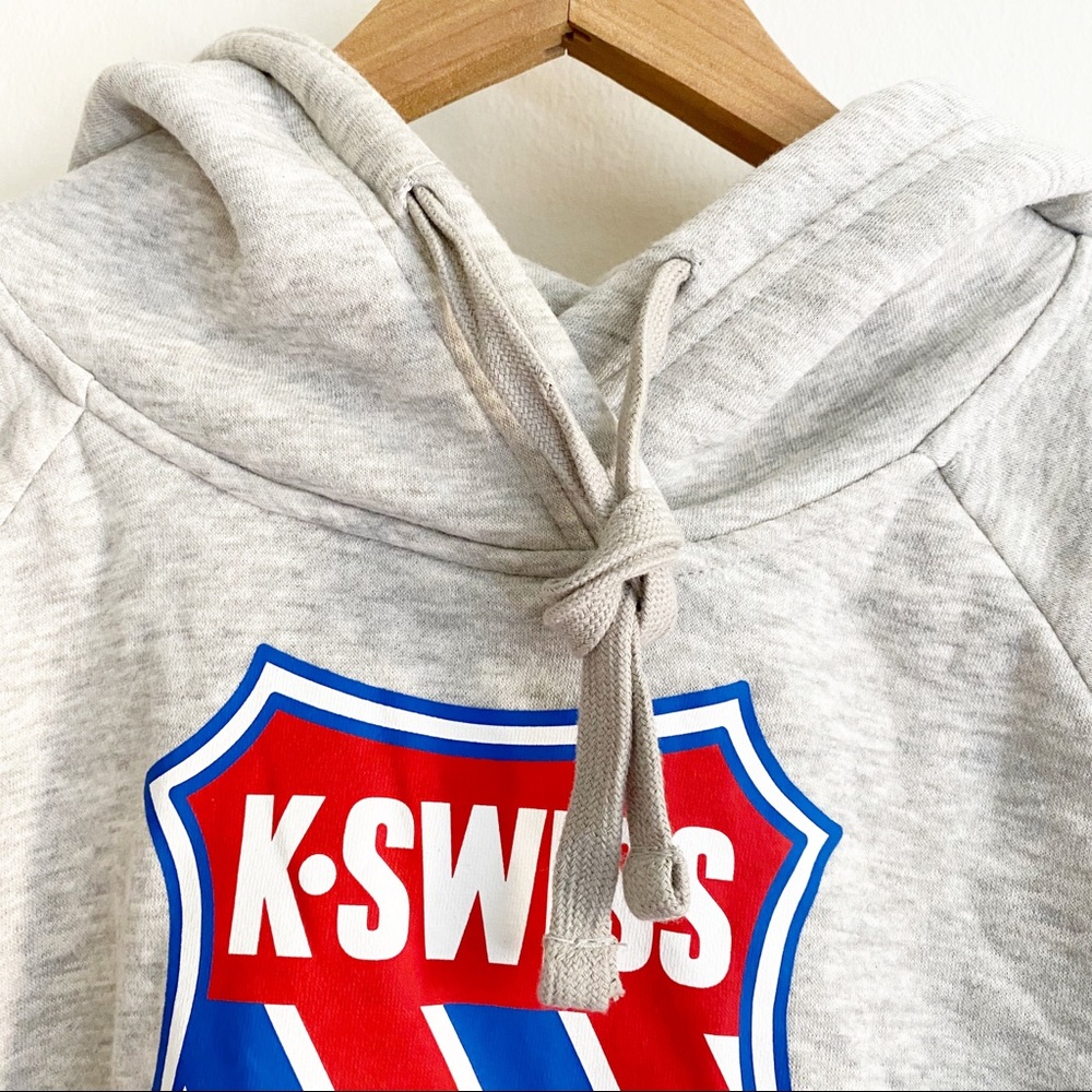 K-Swiss Grind Cropped Logo Hooded Sweatshirt Heather Grey M - Picture 5 of 9